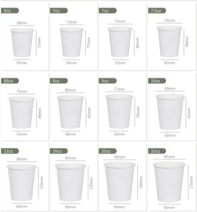 The sizes of The Paper Cup The sizes of The Paper Cup